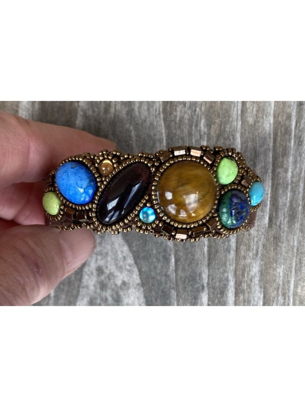 Free Spirit by Heidi Kummli Southwestern Beaded Glass Cabochons Cuff Bracelet
